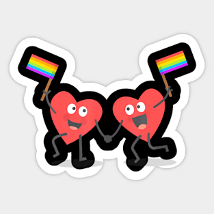 Cute Hearts Waving Flags Lgbt Valentine Sticker